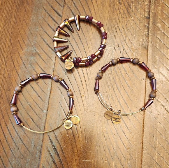 💙Host Pick! 3 piece boxed set Alex and Ani gold tone and cranberry prism - Picture 3 of 9